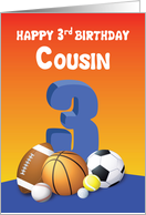 Cousin Boy 3rd Birthday Sports Balls card