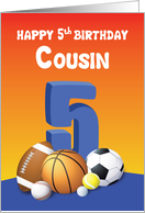 Cousin Boy 5th Birthday Sports Balls card