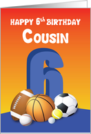 Cousin Boy 6th Birthday Sports Balls card
