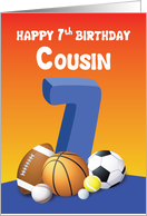 Cousin Boy 7th Birthday Sports Balls card