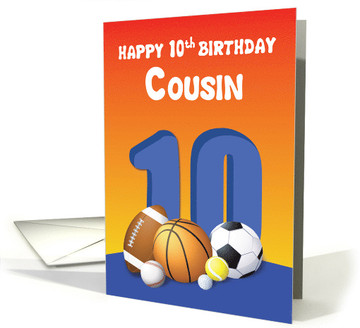 Cousin Boy 10th Birthday Sports Balls card (1612408)