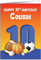 Cousin Boy 10th Birthday Sports Balls card