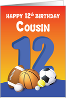 Cousin Boy 12th Birthday Sports Balls card
