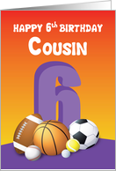 Cousin Girl 6th Birthday Sports Balls card