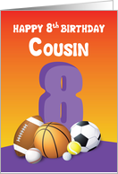 Cousin Girl 8th Birthday Sports Balls card