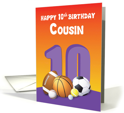 Cousin Girl 10th Birthday Sports Balls card (1612436)