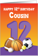 Cousin Girl 12th Birthday Sports Balls card
