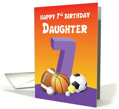 Daughter 7th Birthday Sports Balls card (1612680)