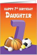 Daughter 7th Birthday Sports Balls card