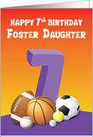 Foster Daughter 7th Birthday Sports Balls card