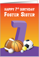 Foster Sister 7th Birthday Sports Balls card