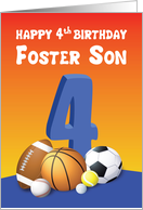 Foster Son 4th Birthday Sports Balls card