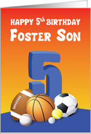 Foster Son 5th Birthday Sports Balls card