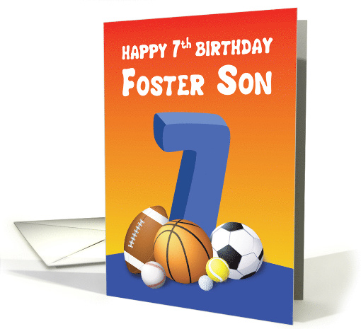 Foster Son 7th Birthday Sports Balls card (1613038)