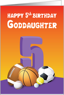 Goddaughter 5th Birthday Sports Balls card