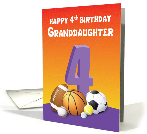 Granddaughter 4th Birthday Sports Balls card (1613556)