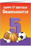 Granddaughter 5th Birthday Sports Balls card