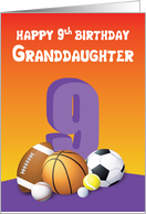 Granddaughter 9th Birthday Sports Balls card