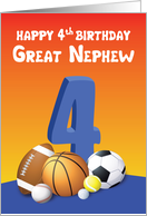 Great Nephew 4th Birthday Sports Balls card