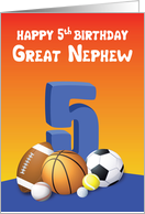 Great Nephew 5th Birthday Sports Balls card