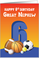 Great Nephew 6th Birthday Sports Balls card