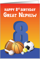 Great Nephew 8th Birthday Sports Balls card
