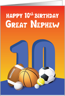 Great Nephew 10th Birthday Sports Balls card