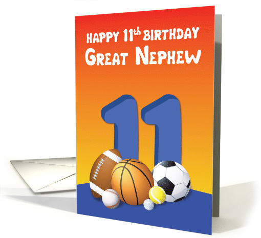 Great Nephew 11th Birthday Sports Balls card (1613642)