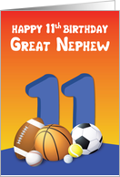 Great Nephew 11th Birthday Sports Balls card