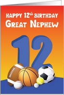 Great Nephew 12th Birthday Sports Balls card