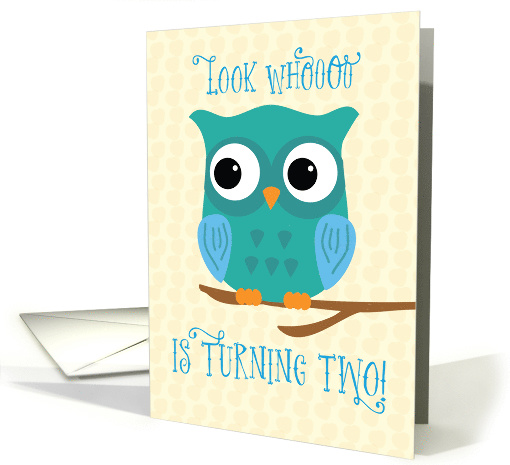 Son 2nd Birthday Owl Blue and Green card (1614048)