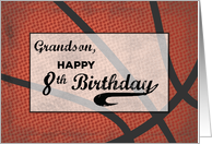 Grandson 8th Birthday Basketball Large Distressed Sports Ball card