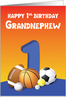 Grandnephew 1st Birthday Sports Balls card
