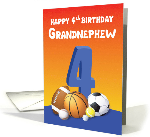 Grandnephew 4th Birthday Sports Balls card (1614390)