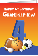 Grandnephew 4th Birthday Sports Balls card