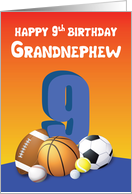 Grandnephew 9th Birthday Sports Balls card