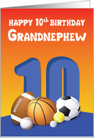 Grandnephew 10th Birthday Sports Balls card