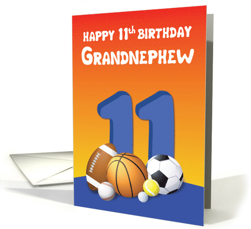 Grandnephew 11th Birthday Sports Balls card (1614470)