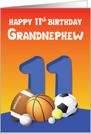 Grandnephew 11th Birthday Sports Balls card