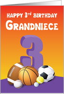 Grandniece 3rd Birthday Sports Balls card