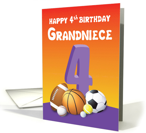 Grandniece 4th Birthday Sports Balls card (1614482)