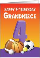 Grandniece 4th Birthday Sports Balls card