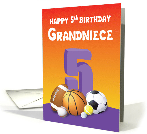 Grandniece 5th Birthday Sports Balls card (1614484)