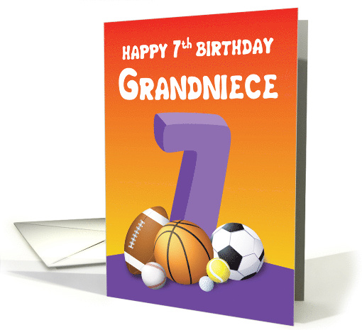 Grandniece 7th Birthday Sports Balls card (1614488)