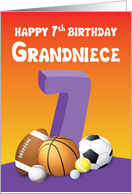 Grandniece 7th Birthday Sports Balls card