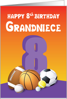 Grandniece 8th Birthday Sports Balls card