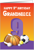 Grandniece 9th Birthday Sports Balls card