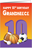 Grandniece 10th Birthday Sports Balls card