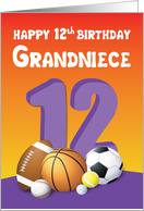 Grandniece 12th Birthday Sports Balls card