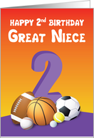 Great Niece 2nd Birthday Sports Balls card